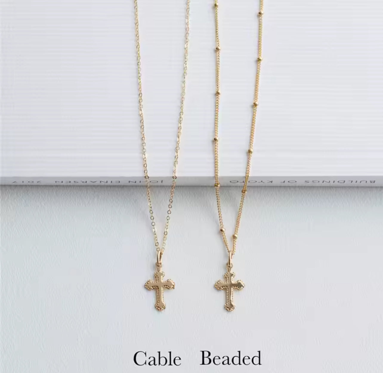 14K Gold Cross Pendant Womens Necklace