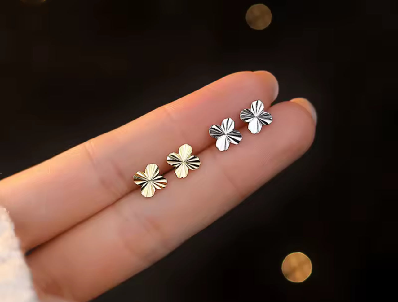 Sterling Silver / Gold Flower Style Stud Earrings