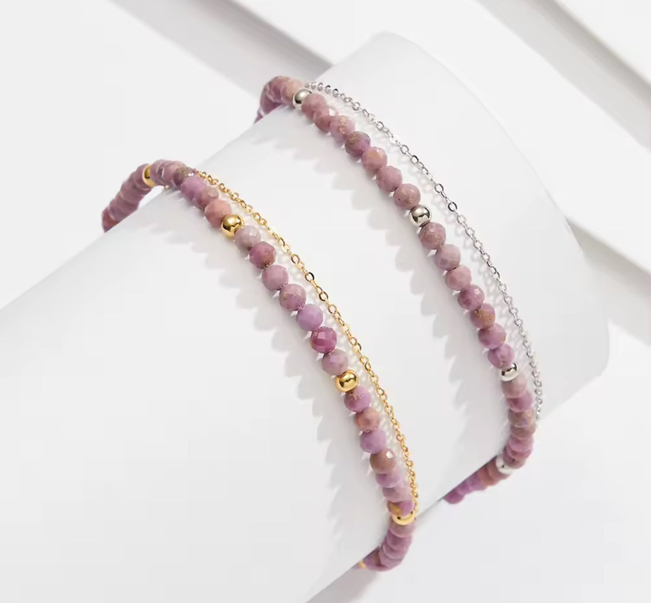 Layered Purple Silver / Gold Mica Chain Anklet