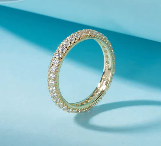 Womens Thick Gold / Silver Eternity Band Ring