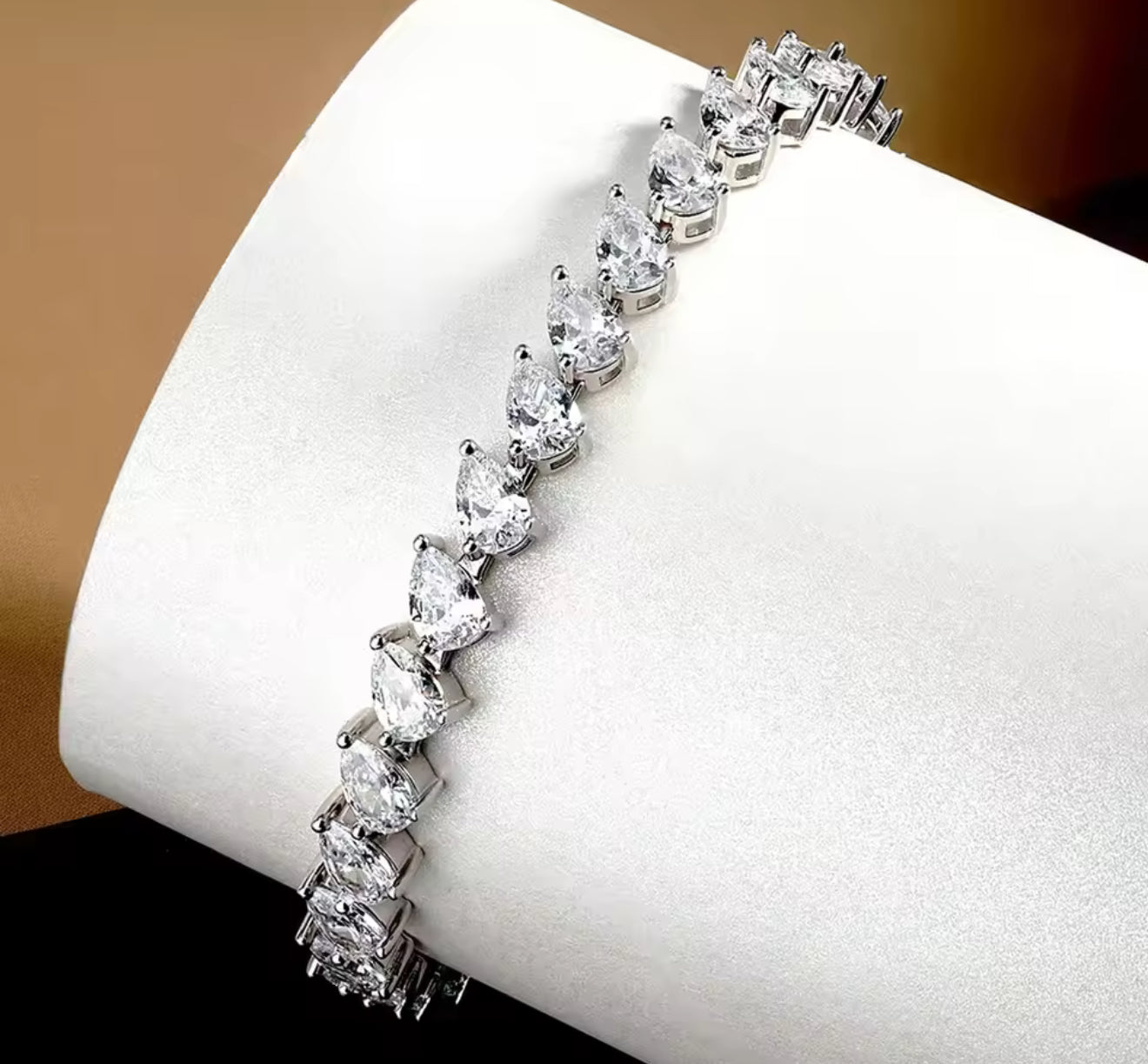 Water droplet / Pear Cut Moissanite Chunky Womens Bracelet