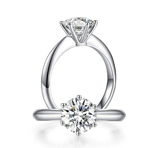 1CT Moissanite Silver Engagement Ring