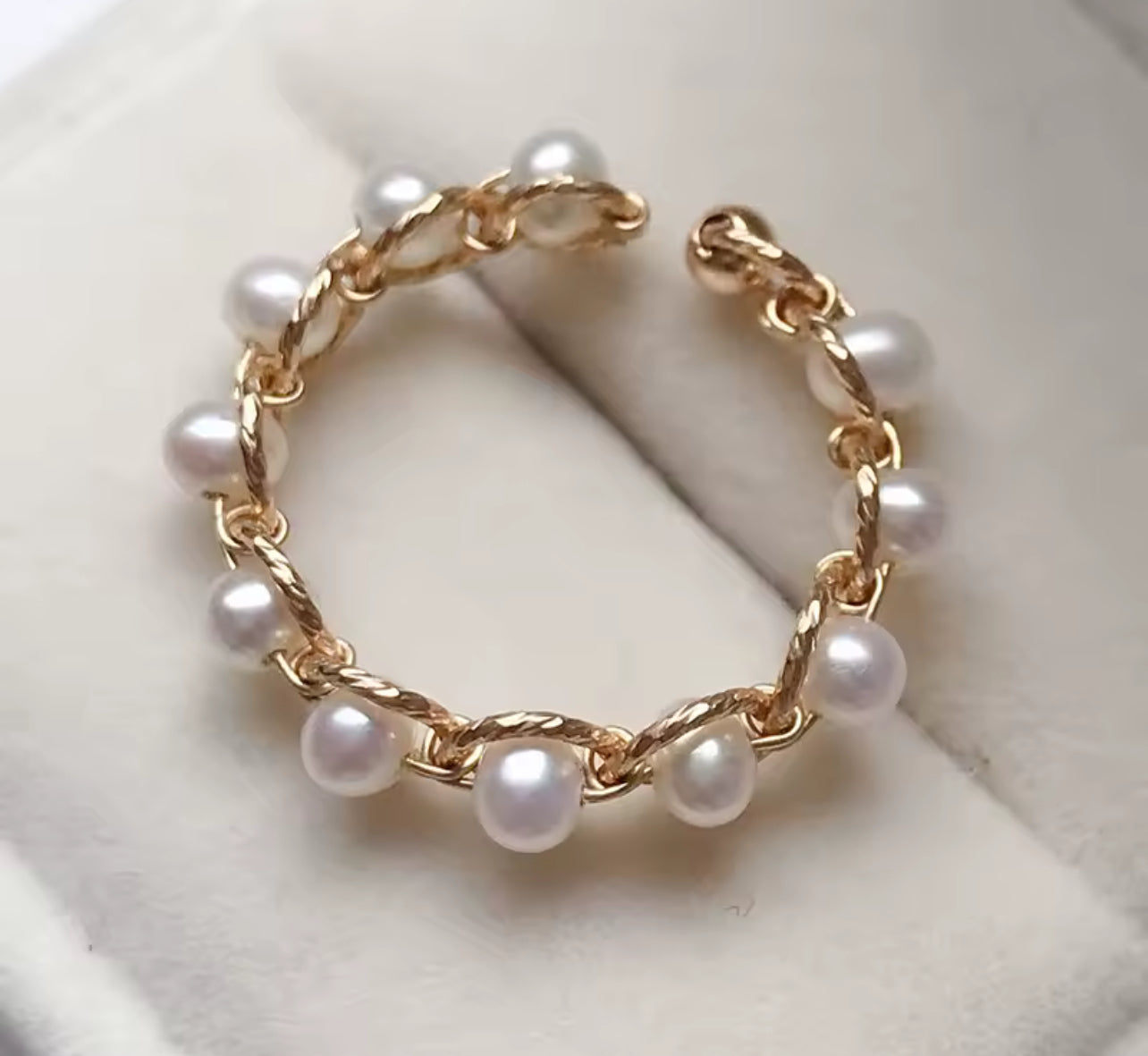14K Gold Natural Pearl Thick Ring