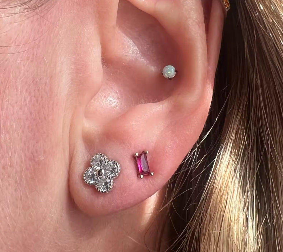 Sterling Silver / Gold Clover Style Stud Earrings