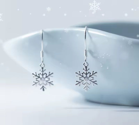 Sterling Silver Snowflake Dangle / Drop Earrings