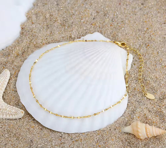 Sterling Silver / Gold Thin Chain Anklet