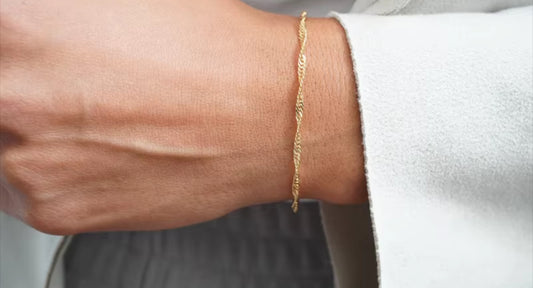 14K Gold Filled Minimal Twist Chain Bracelet
