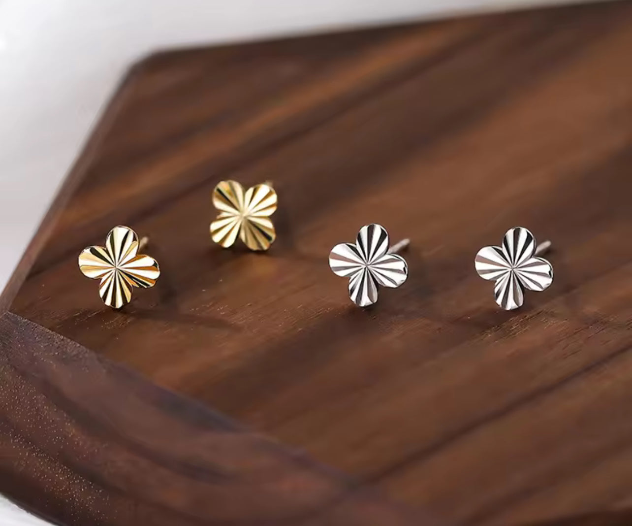 Sterling Silver / Gold Flower Style Stud Earrings