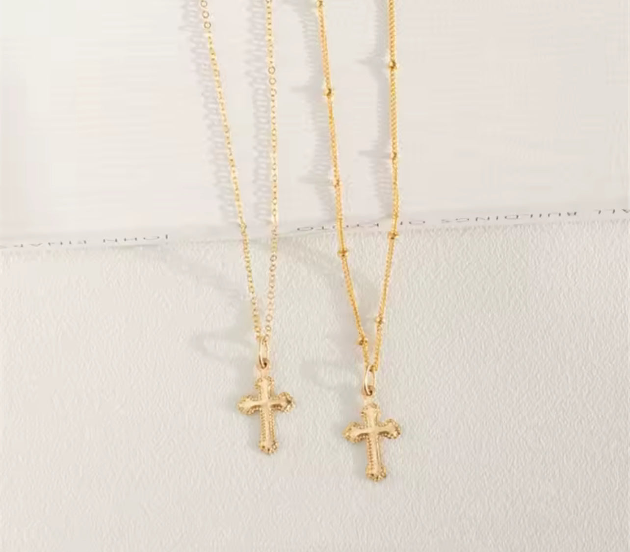 14K Gold Cross Pendant Womens Necklace