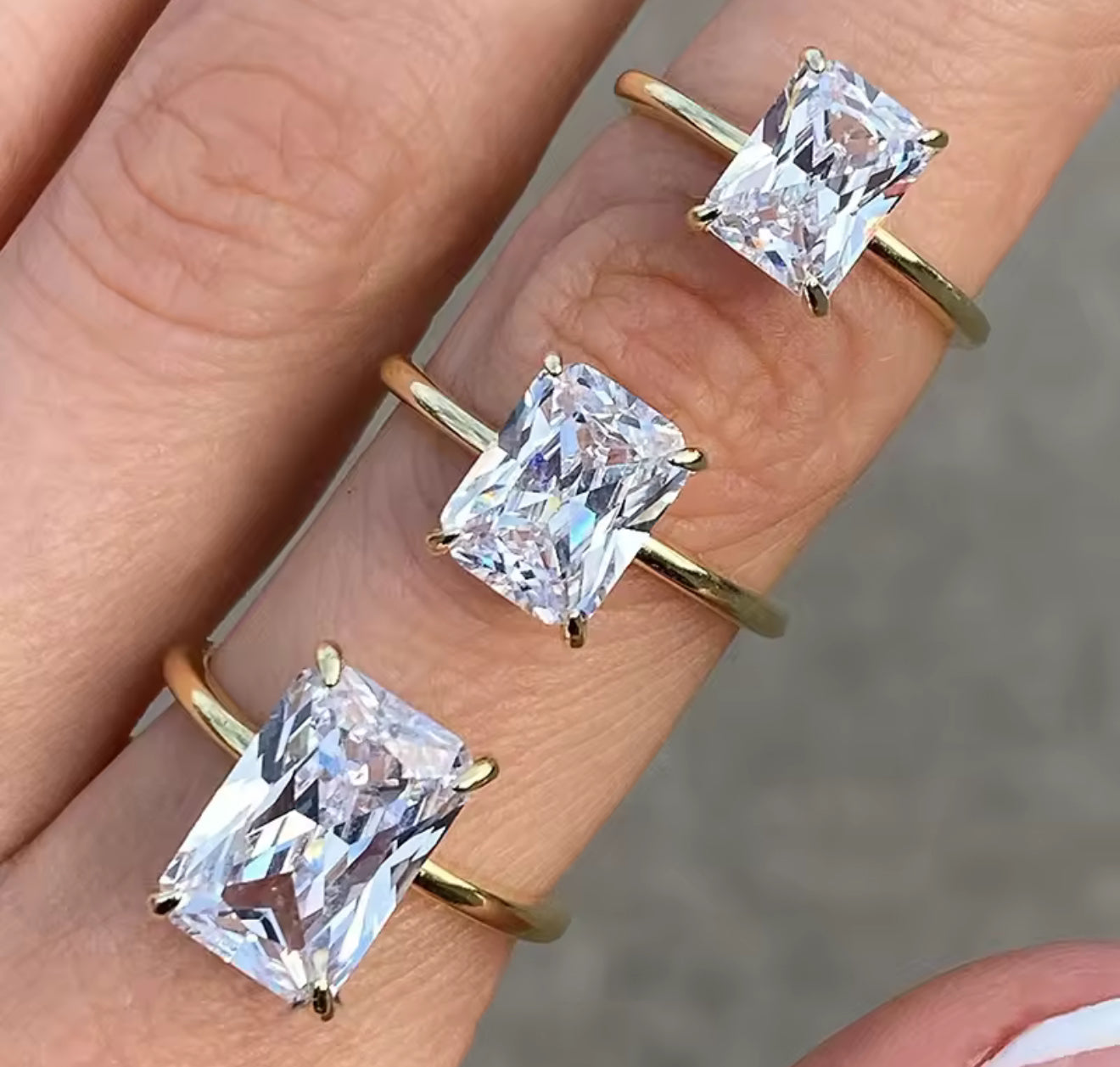 1,2,3 Carat Radiant Cut Moissanite Womens Engagement Ring