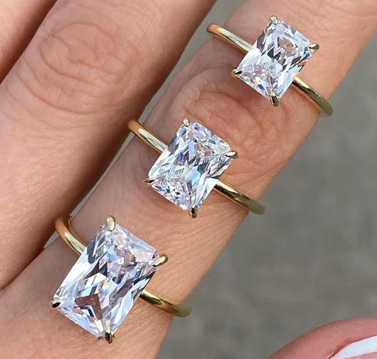 1,2,3 Carat Radiant Cut Moissanite Womens Engagement Ring