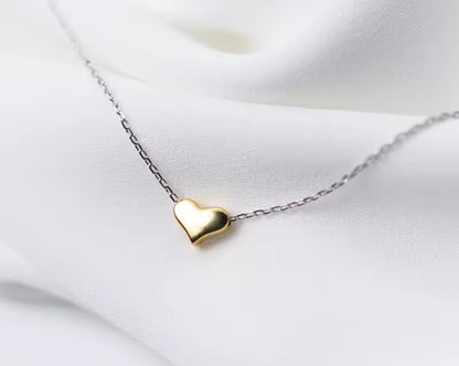 Dainty Silver / Gold Love Heart Elegant Necklace