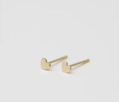 14K Gold Filled Love Heart Dainty Stud Earrings