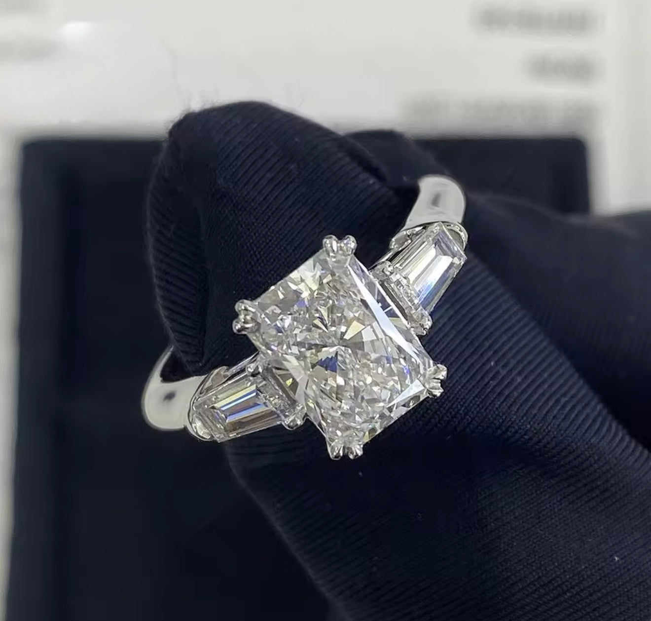 Radiant Cut Full Moissanite Womens Engagement Ring