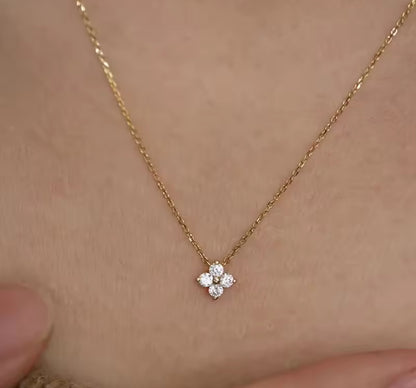 Gold Clover Design Dainty Necklace