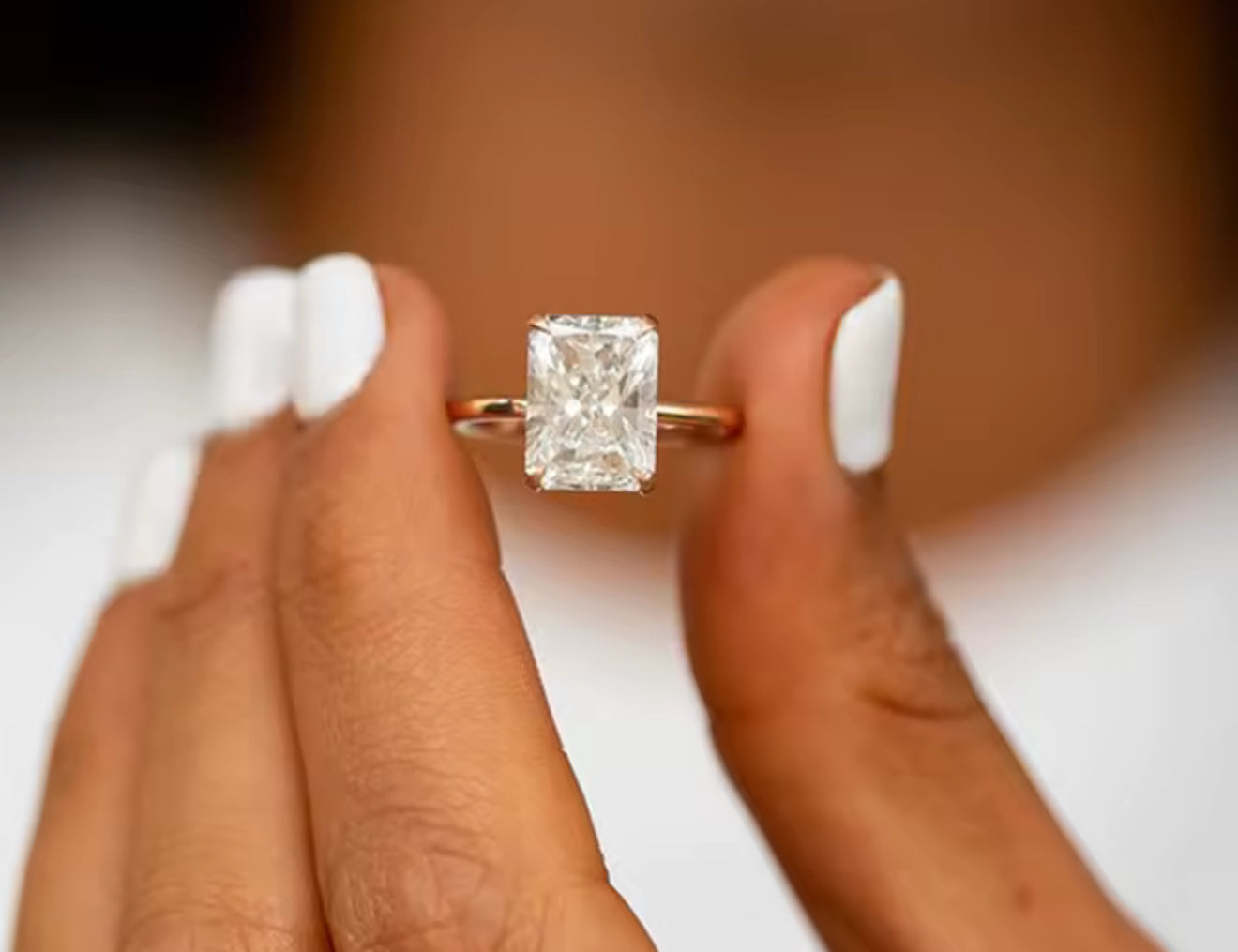 1,2,3 Carat Radiant Cut Moissanite Womens Engagement Ring