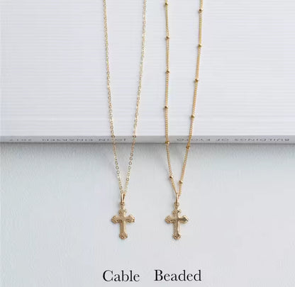 14K Gold Cross Pendant Womens Necklace