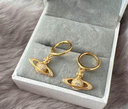 Silver Planet Design Hoop / Dangle Earrings