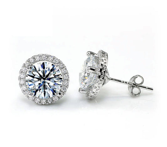 2 Carat Round Cut Lab Diamond Stud Earrings