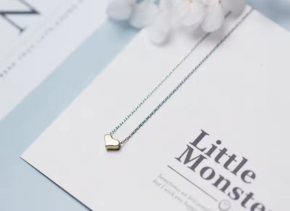 Dainty Silver / Gold Love Heart Elegant Necklace