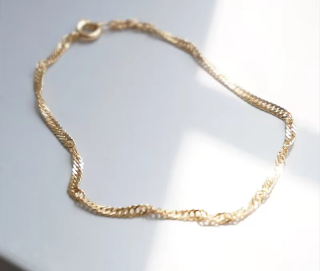 14K Gold Filled Minimal Twist Chain Bracelet