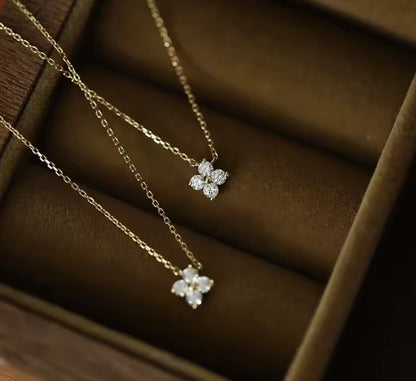 Gold Clover Design Dainty Necklace