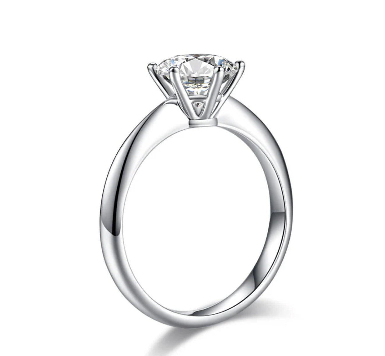 1CT Moissanite Silver Engagement Ring