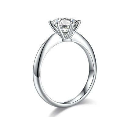 1CT Moissanite Silver Engagement Ring
