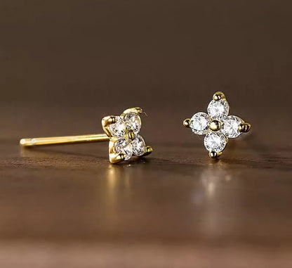 Dainty Clover Design Gold / Silver Stud Earrings