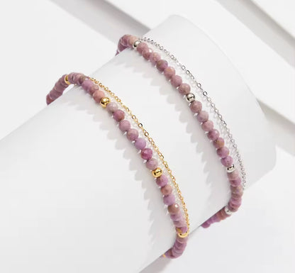 Layered Purple Silver / Gold Mica Chain Anklet