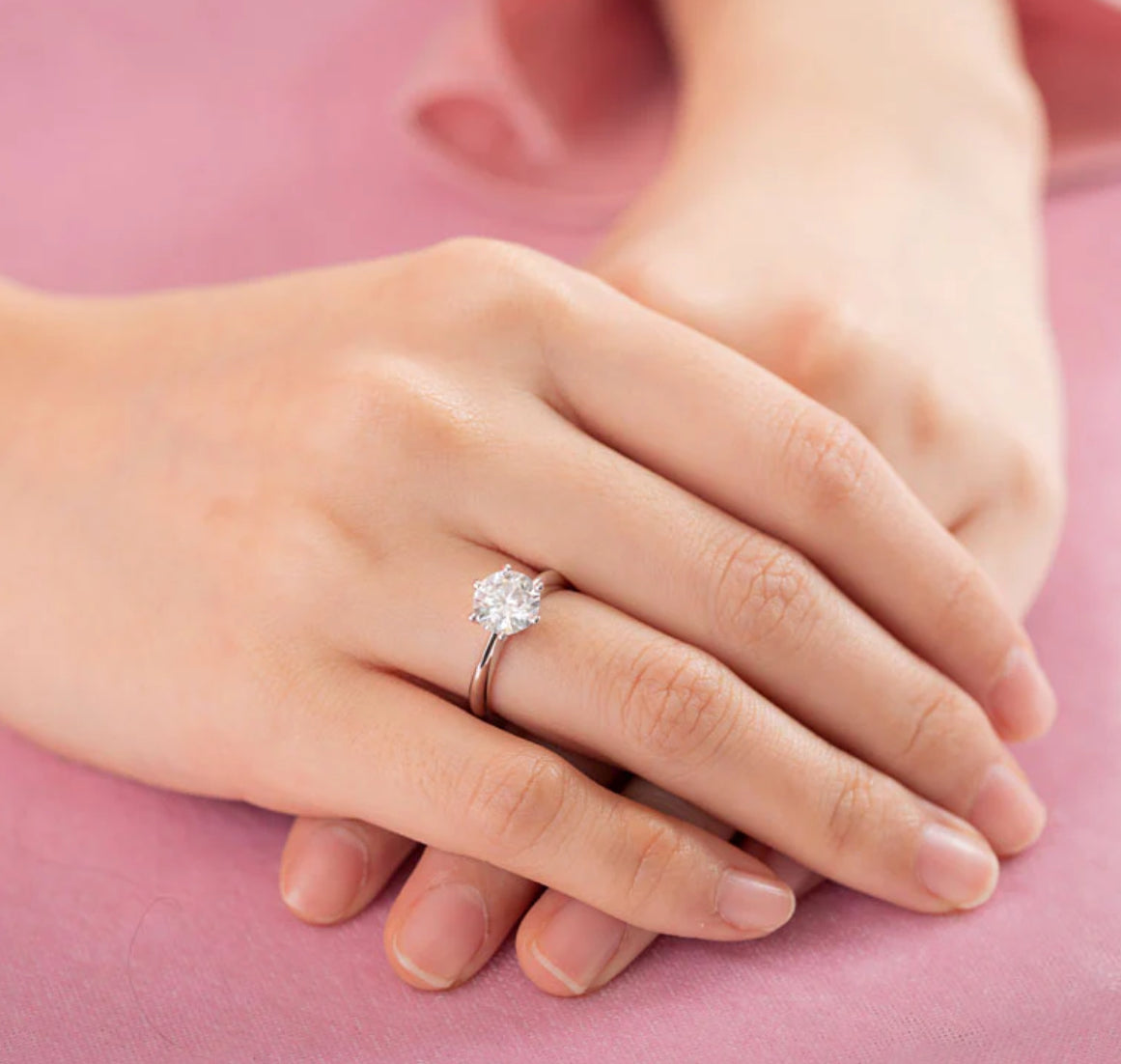 1CT Moissanite Silver Engagement Ring