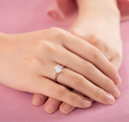 1CT Moissanite Silver Engagement Ring