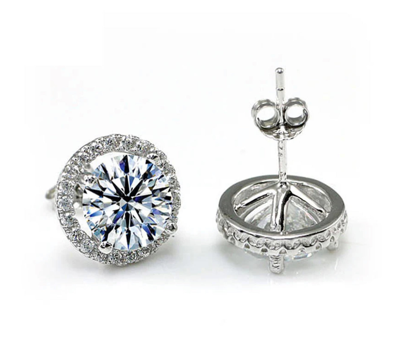2 Carat Round Cut Lab Diamond Stud Earrings