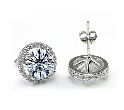 2 Carat Round Cut Lab Diamond Stud Earrings