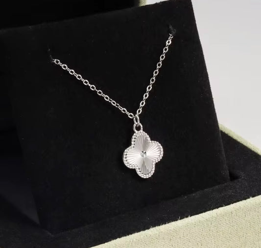 Silver Four Leaf Clover Pendant Necklace
