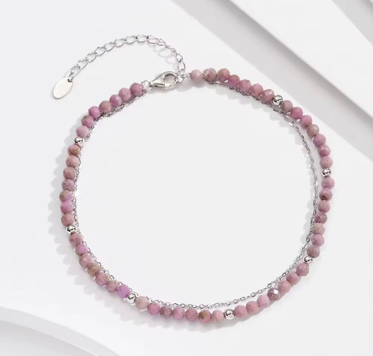 Layered Purple Silver / Gold Mica Chain Anklet