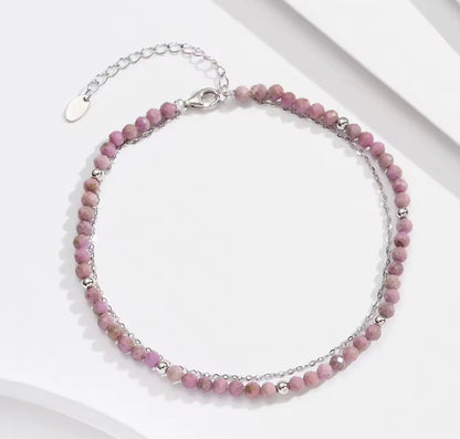Layered Purple Silver / Gold Mica Chain Anklet
