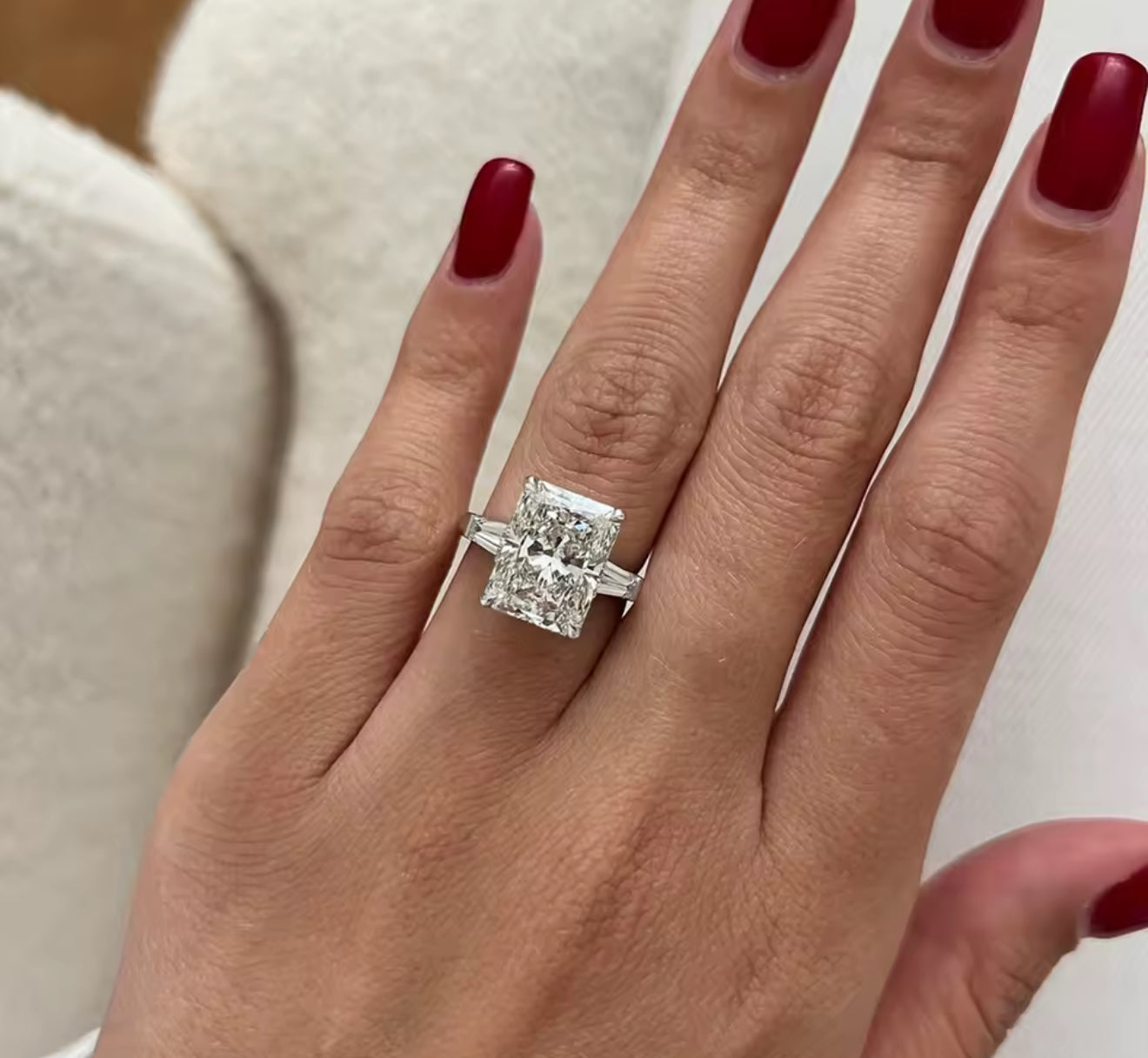 Radiant Cut Full Moissanite Womens Engagement Ring