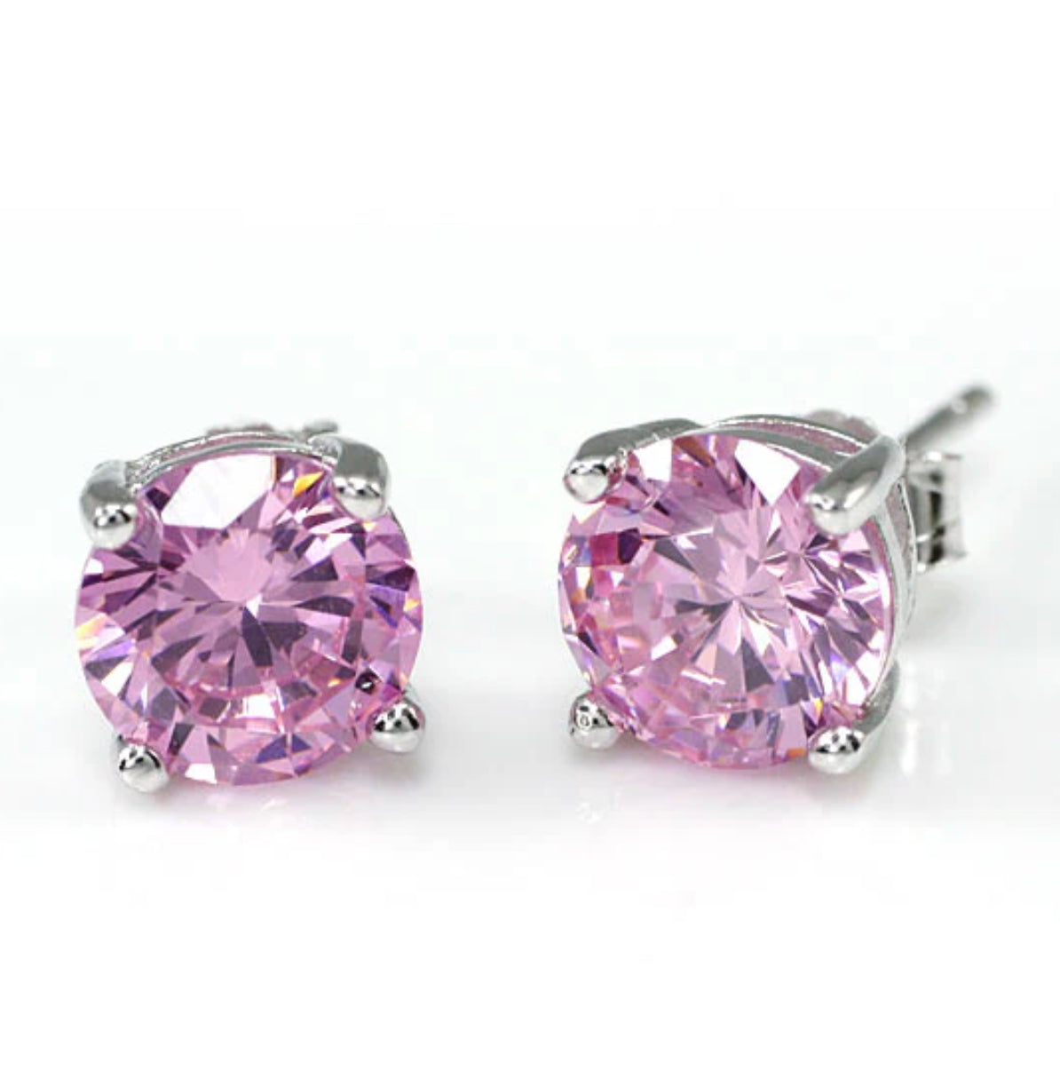1 Carat Pink Round Cut Lab Diamond Stud Earrings