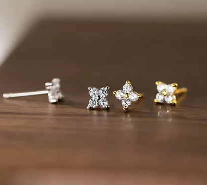 Dainty Clover Design Gold / Silver Stud Earrings