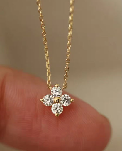 Gold Clover Design Dainty Necklace