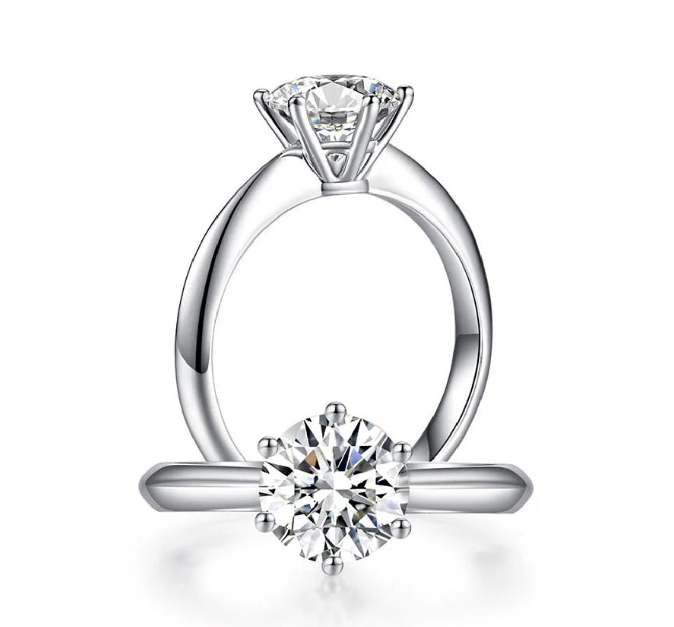 1CT Moissanite Silver Engagement Ring