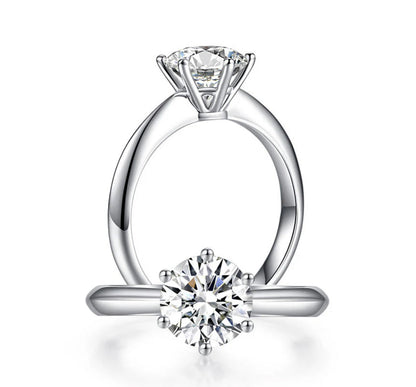 1CT Moissanite Silver Engagement Ring