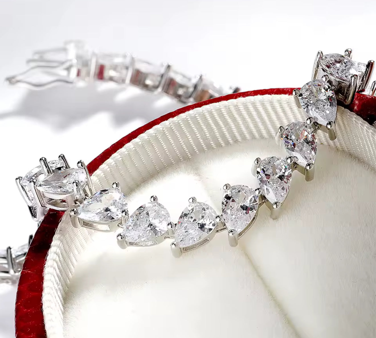 Water droplet / Pear Cut Moissanite Chunky Womens Bracelet
