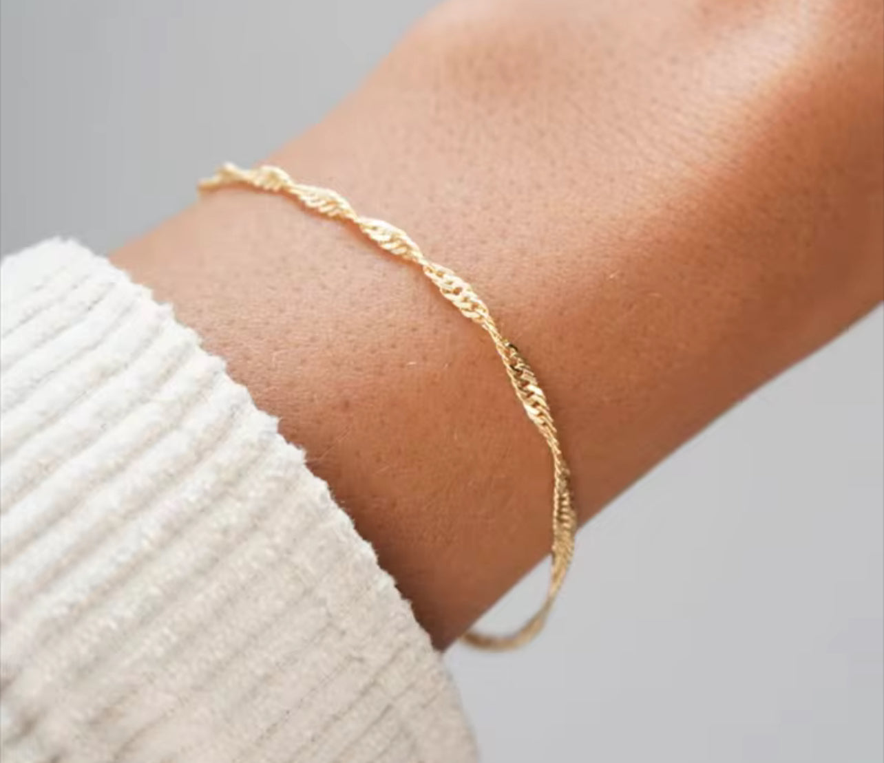 14K Gold Filled Minimal Twist Chain Bracelet