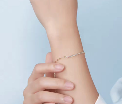 Paperclip Tennis Chain Womens Bracelet Gold / Silver