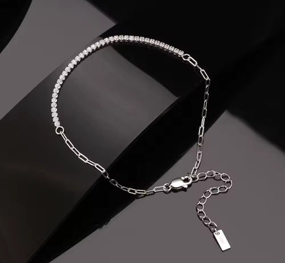 Paperclip Tennis Chain Womens Bracelet Gold / Silver