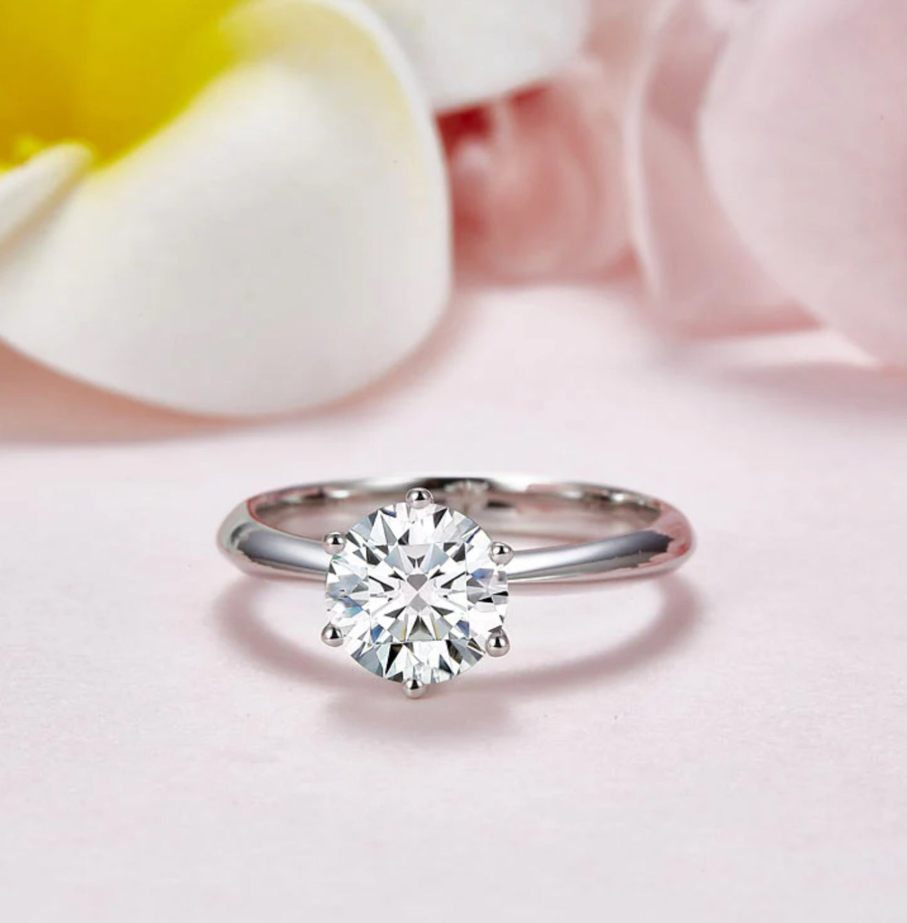 1CT Moissanite Silver Engagement Ring