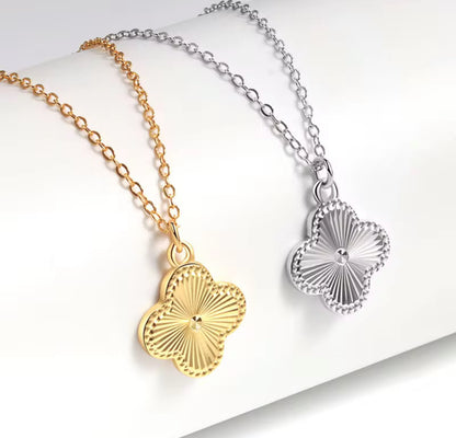 Silver Four Leaf Clover Pendant Necklace
