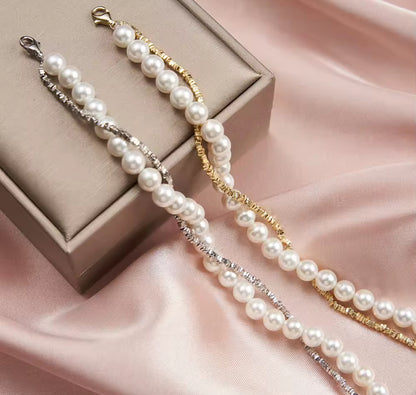 Fresh Water White Pearl Bracelet Silver / Gold